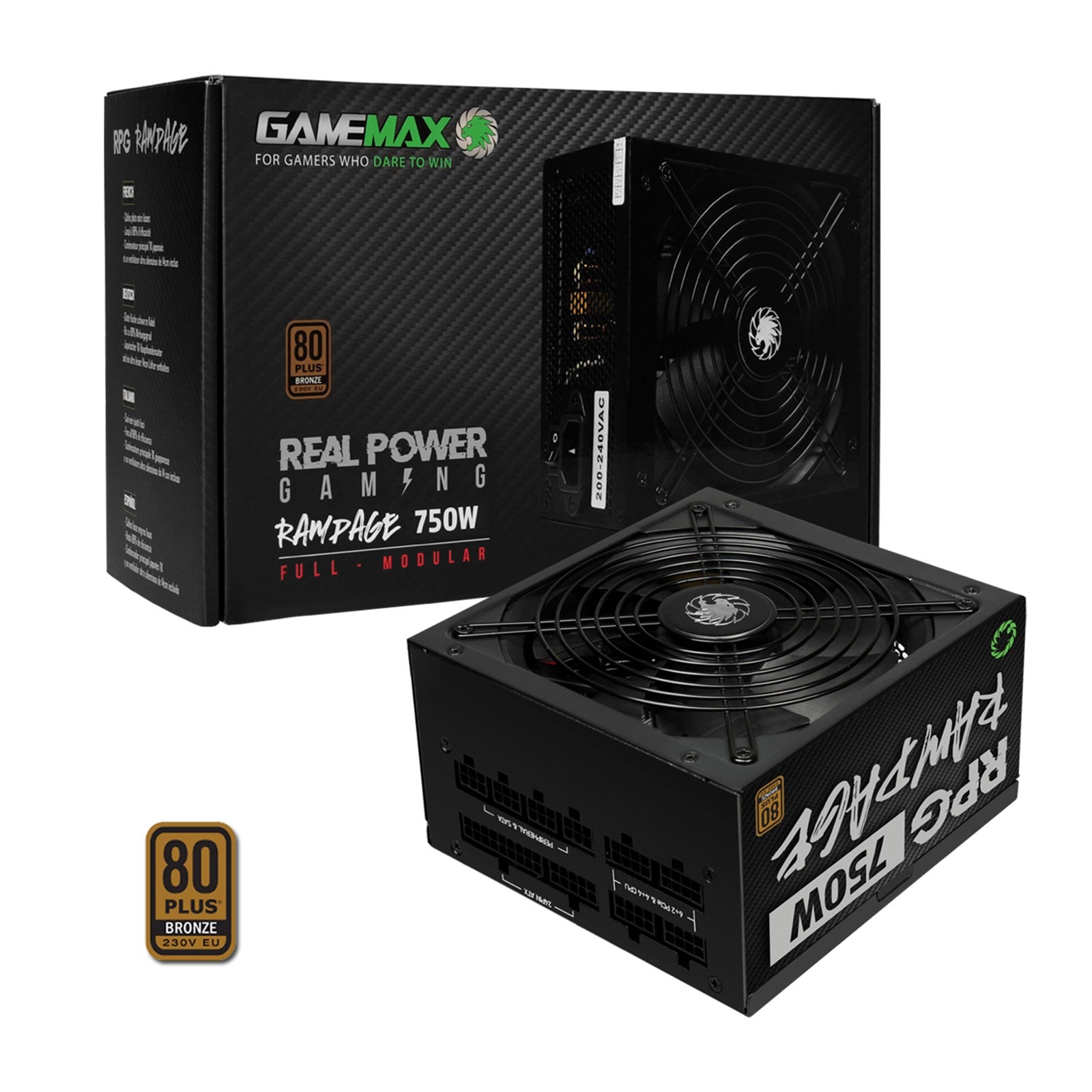 Gamemax RPG Rampage 750W Fully Modular 80 Plus Bronze PSU With 140mm FDB Fan - PC Gear UK