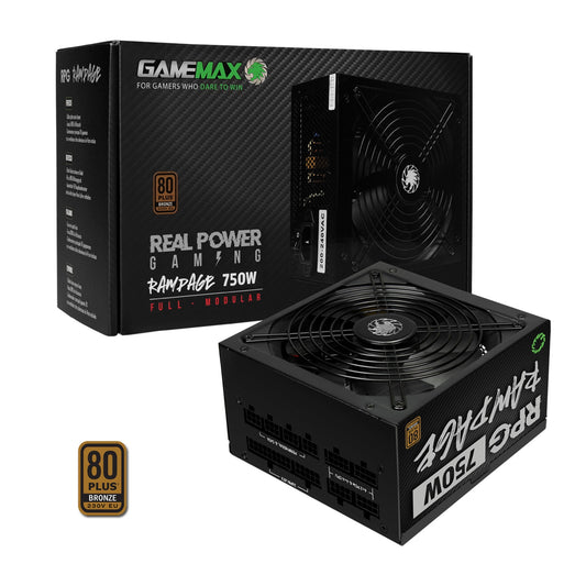 Gamemax RPG Rampage 750W Fully Modular 80 Plus Bronze PSU With 140mm FDB Fan - PC Gear UK