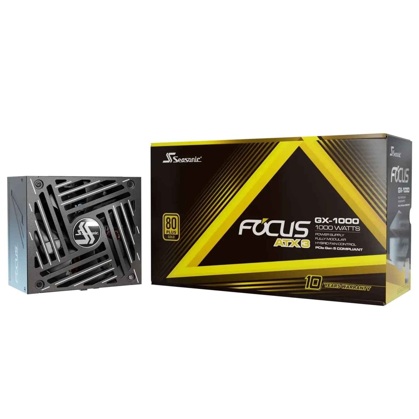 Seasonic FOCUS GX ATX 3.1  (FOCUS-GX-1000-V4) 1000W PSU, 135mm Fan, 80 PLUS Gold, Fully Modular, Individual Black Cables with Braided Pattern, 12 Years Warranty - BLACK