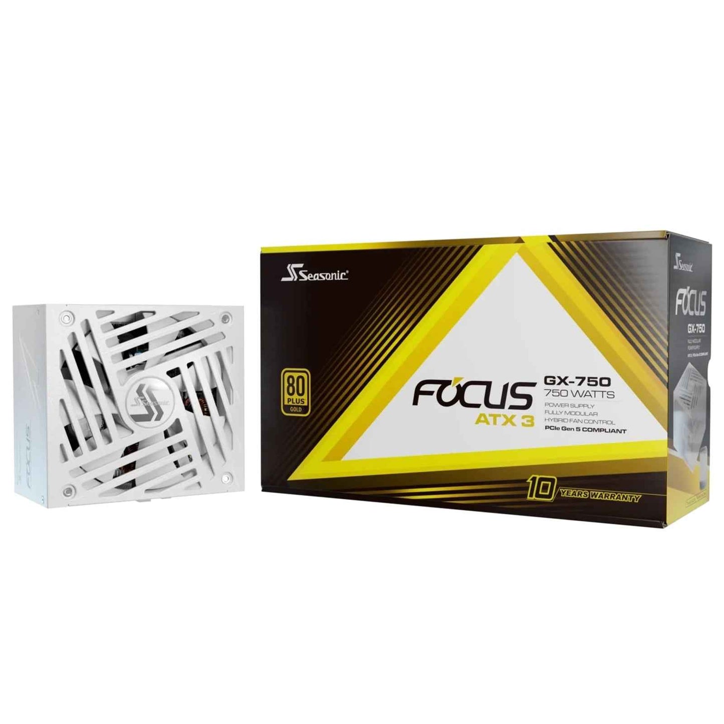 Seasonic FOCUS GX ATX 3.1  (FOCUS-GX-750-V4-WHITE) 750W PSU, 135mm Fan, 80 PLUS Gold, Fully Modular, Individual White Cables with Braided Pattern, 12 Years Warranty - WHITE