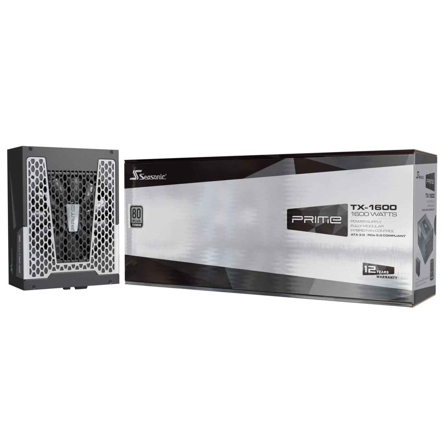 Seasonic PRIME TX ATX 3.1 (PRIME-TX-1600-ATX30) 1600W PSU, 135mm Fan, 80 PLUS Titanium, Fully Modular, Individual Black Cables with Braided Pattern, 12 Years Warranty