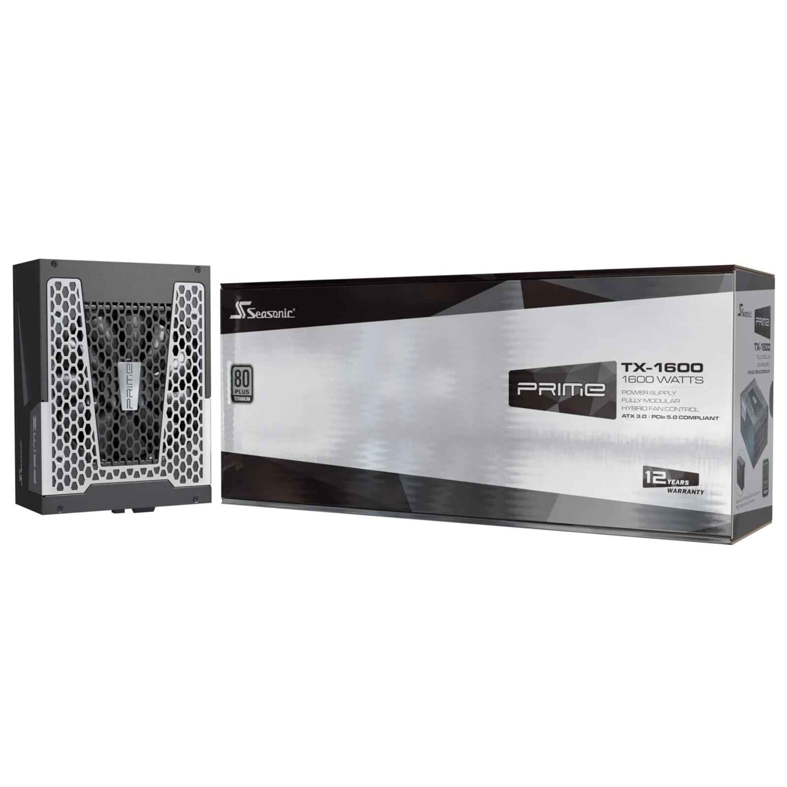 Seasonic PRIME TX ATX 3.1 (PRIME-TX-1600-ATX30) 1600W PSU, 135mm Fan, 80 PLUS Titanium, Fully Modular, Individual Black Cables with Braided Pattern, 12 Years Warranty