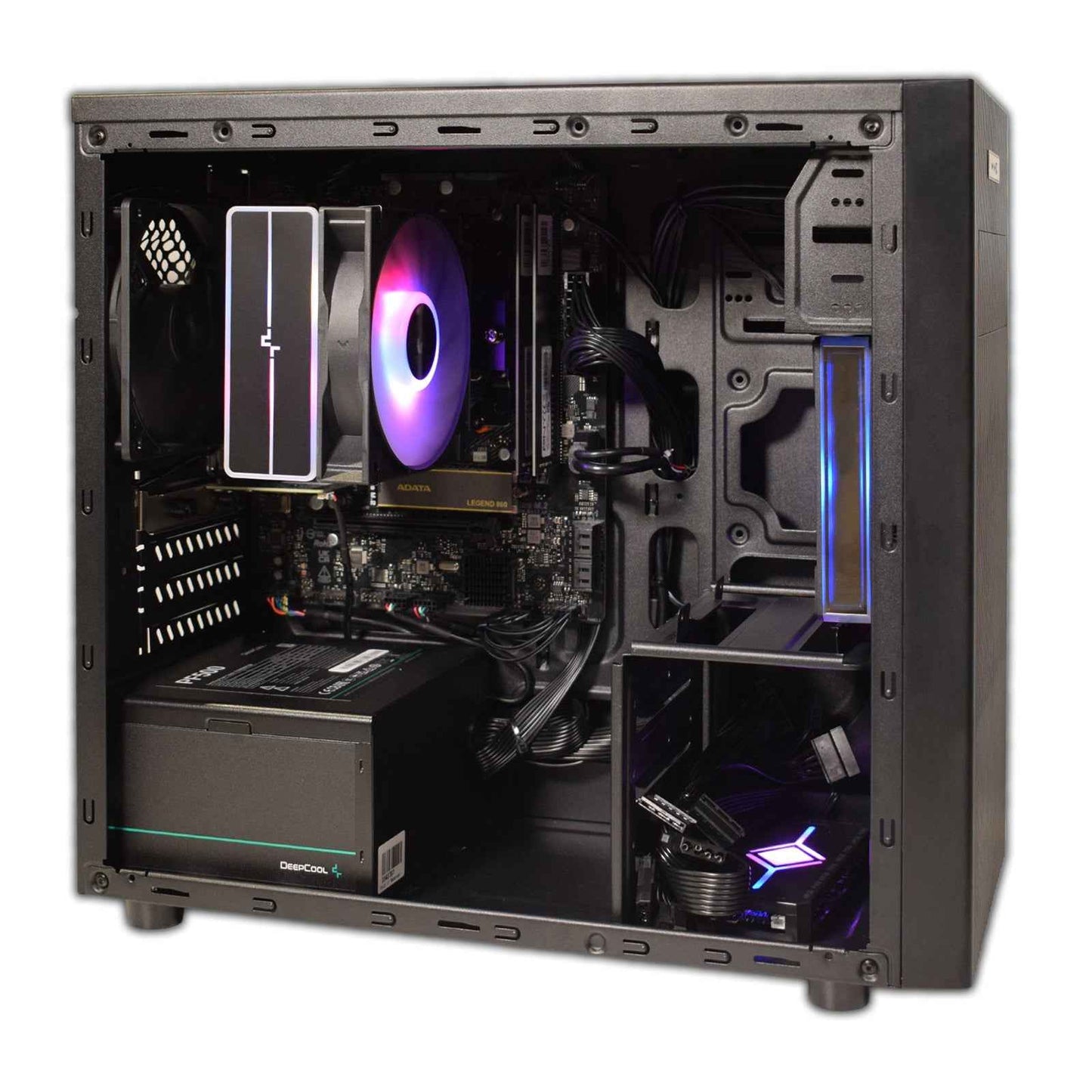 RGB Micro Tower - AMD Ryzen 3 4300G Quad Core 8 Thread 3.80GHz (4.00GHz Boost), 16GB DDR4 RAM, 1TB Kingston NVMe M.2, WiFi 6 + BT, 120mm RGB Air Cooler - Pre-Built PC