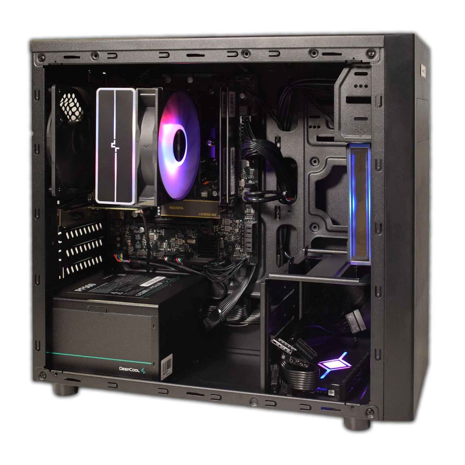 RGB Micro Tower - AMD Ryzen 3 4300G Quad Core 8 Thread 3.80GHz (4.00GHz Boost), 16GB DDR4 RAM, 1TB Kingston NVMe M.2, WiFi 6 + BT, 120mm RGB Air Cooler - Pre-Built PC