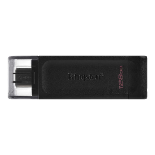 Kingston DT70/128GB DataTraveler 128GB USB Flash Drive, USB 3.2,  USB-C, Gen1, 80MB/s, Cap Design, Black, Retail. - PC Gear UK