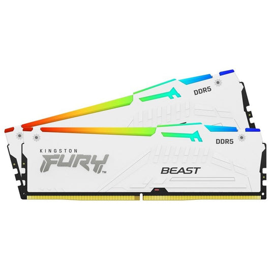 Kingston FURY Beast White RGB Kit, 32 GB (2 x 16GB), DDR5, 5600MHz, Unbuffered, 288-pin, DIMM, CL36, 1.25v - PC Gear UK