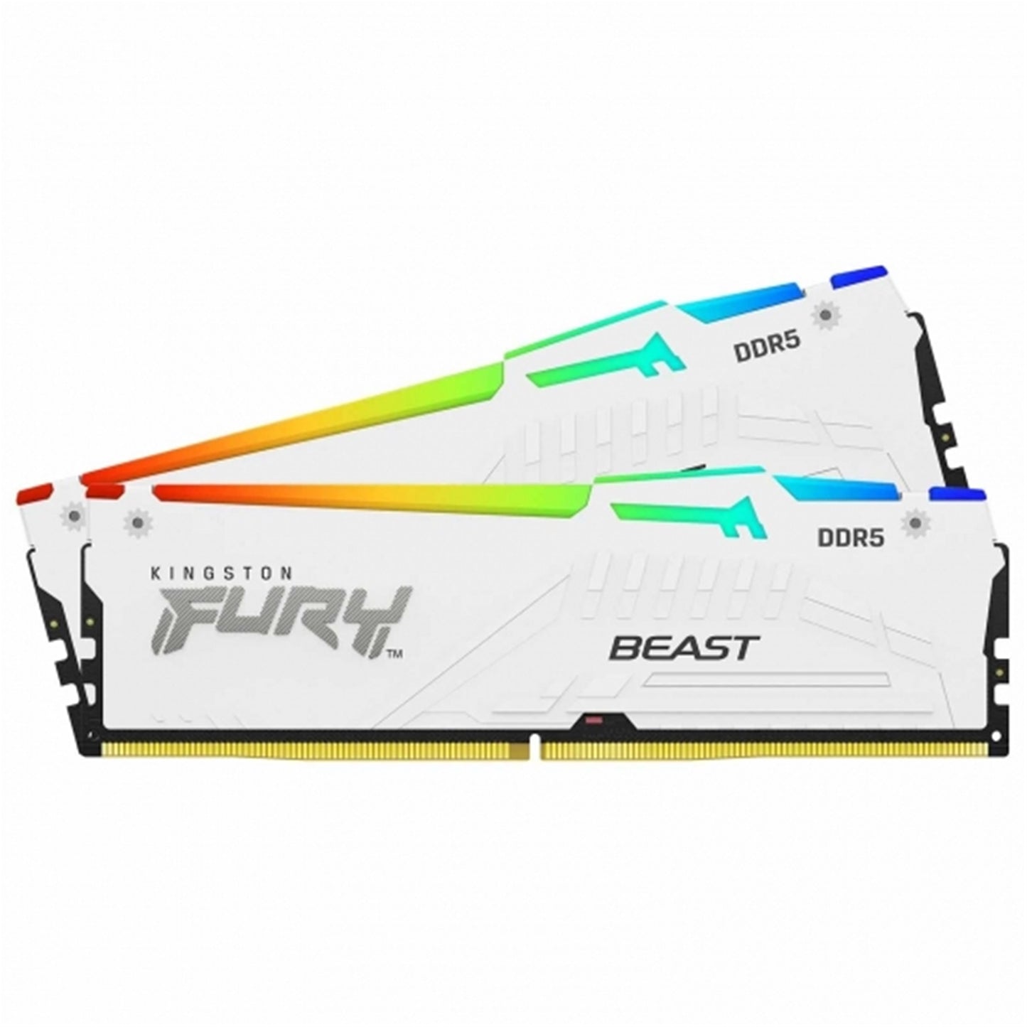 Kingston, Kingston FURY Beast KF560C36BWEAK2-64 64GB (2x 32GB) DIMM System Memory, 6000MHz, DDR5, CL36, White, RGB, Intel XMP, AMD EXPO, DDR5