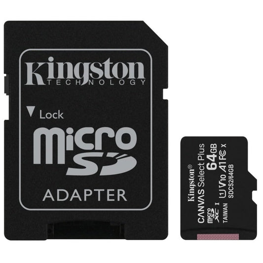 Kingston Canvas Select Plus 64GB Micro SD UHS-I (U1) Flash Card with Adapter - PC Gear UK