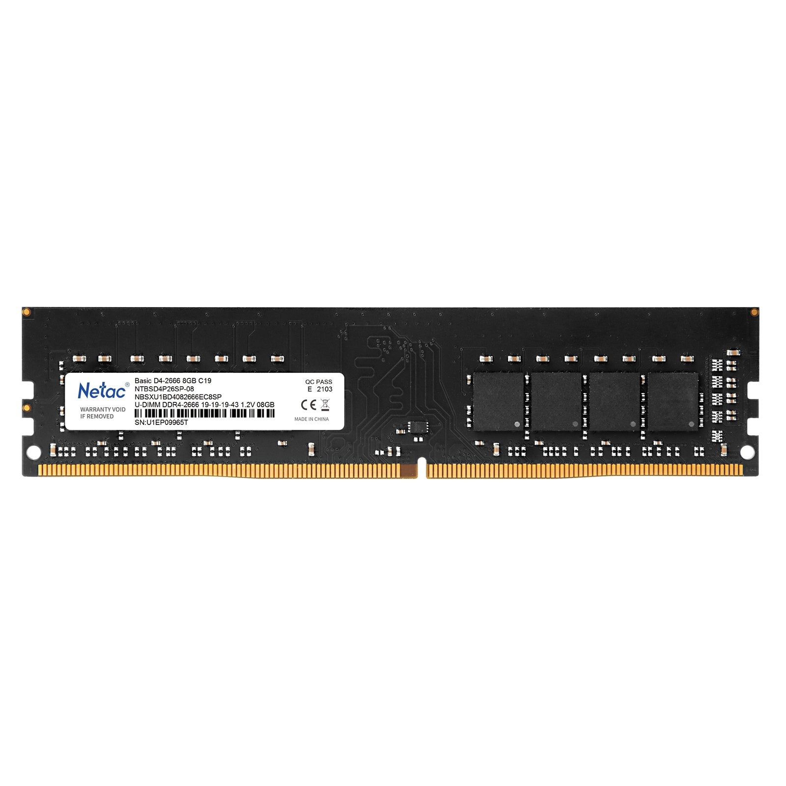 Netac 8GB No Heatsink (1 x 8GB) DDR4 2666MHz DIMM System Memory - PC Gear UK