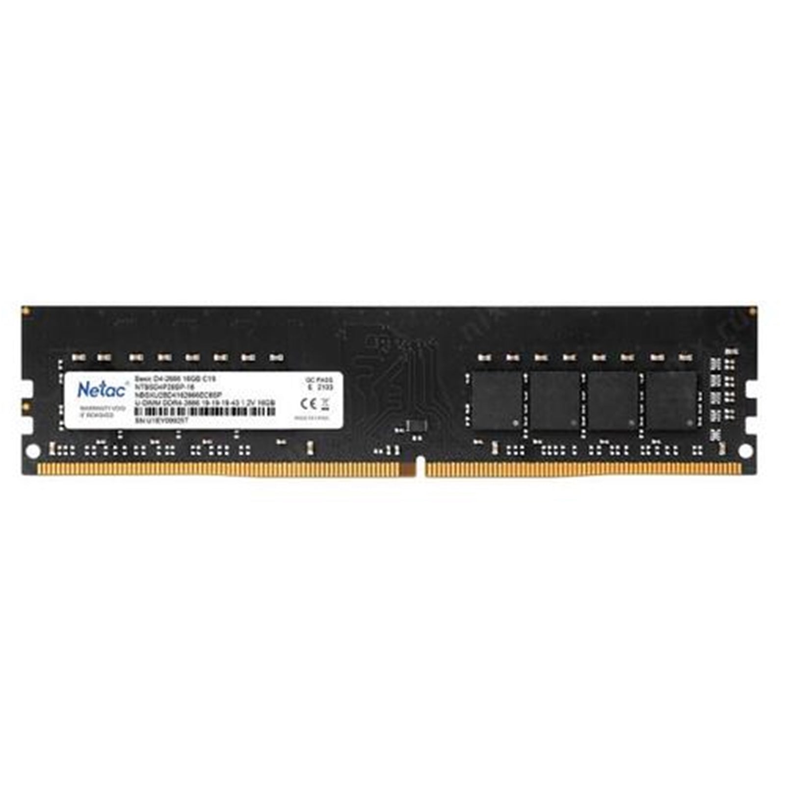 Netac NTBSD4P26SP-16 16GB DIMM System Memory, DDR4, 2666MHz, 1 x 16GB, 288 Pin, 1.35v, CL16-20-20-40 - PC Gear UK