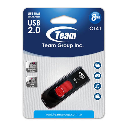 Team C141 8GB USB 2.0 Red USB Flash Drive - PC Gear UK