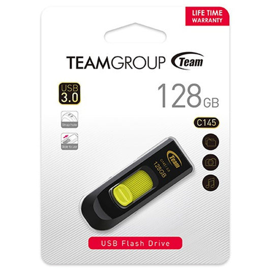 Team C145 128GB USB 3.0 Yellow USB Flash Drive - PC Gear UK