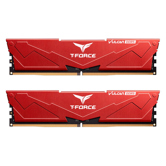 Team T-Force Vulcan FLRD532G5200HC40CDC01 32GB (2x16GB) System Memory, 5200MHz, CL40, DDR5 Kit, Red - PC Gear UK