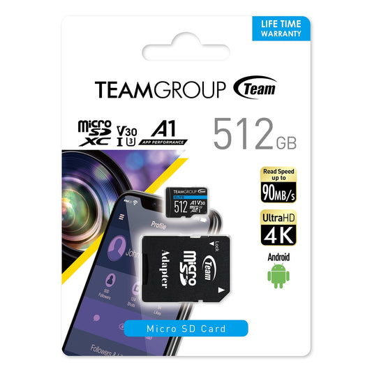 Team Elite A1 512GB Micro SDXC UHS-1 Flash Card with Adapter (for Android & 4K) - PC Gear UK