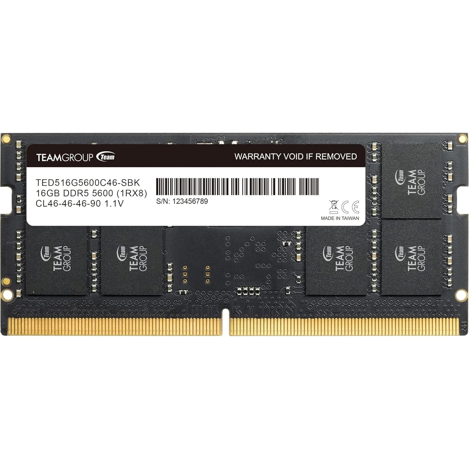 Team Elite TED516G5600C46A-S01 16GB (1 x 16GB) DDR5 5600MHz SODIMM System Memory - PC Gear UK