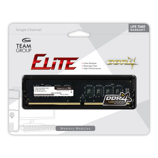Team ELITE 16GB No Heatsink (1 x 16GB) DDR4 2666MHz DIMM System Memory - PC Gear UK