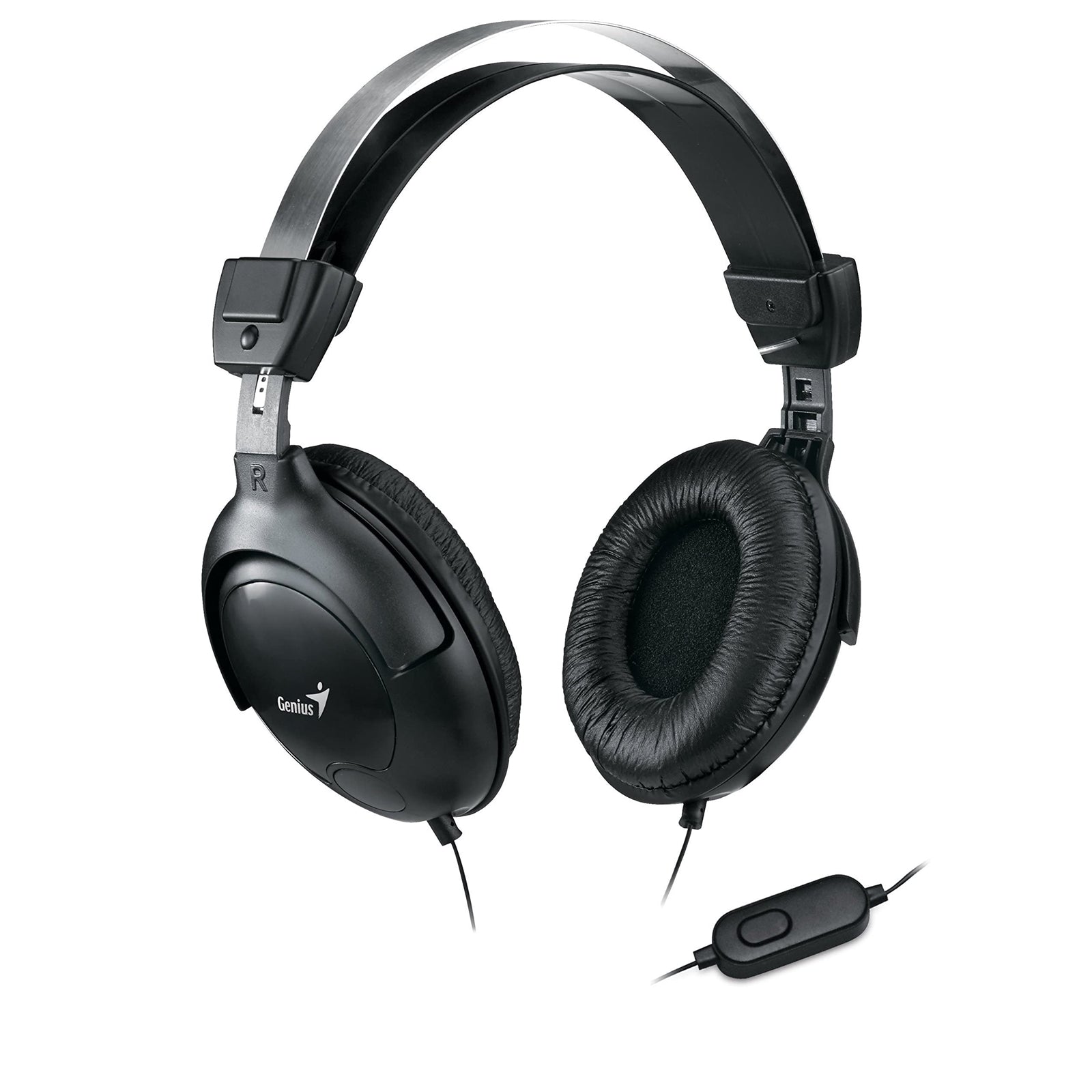Genius HS-M505X Noise-cancelling Headset with Mic, 3.5mm Connection, Plug and Play with Adjustable Headbandand, In-line microphone and Volume Control, Black - PC Gear UK