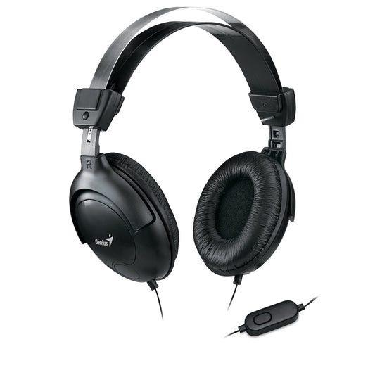 Genius HS-M505X Noise-cancelling Headset with Mic, 3.5mm Connection, Plug and Play with Adjustable Headbandand, In-line microphone and Volume Control, Black - PC Gear UK