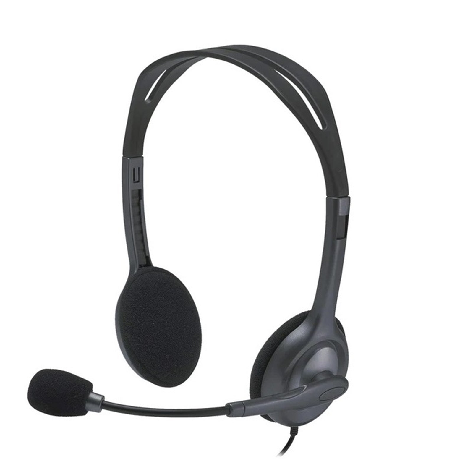 Logitech H111 Wired Headset, Stereo Sound, 3.5mm Audio Jack, Noise-Cancelling Microphone, Black - PC Gear UK