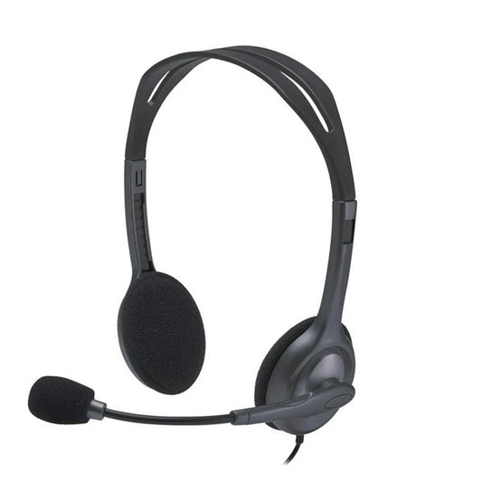 Logitech H111 Wired Headset, Stereo Sound, 3.5mm Audio Jack, Noise-Cancelling Microphone, Black - PC Gear UK
