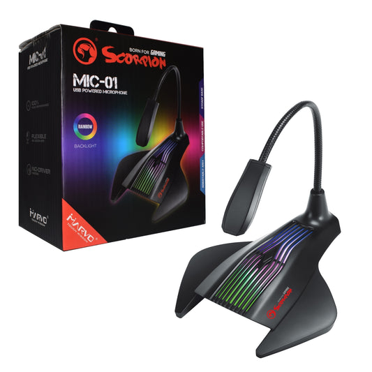 Marvo Scorpion MIC-01 RGB USB Powered Flexible Gaming and Streaming Microphone - PC Gear UK