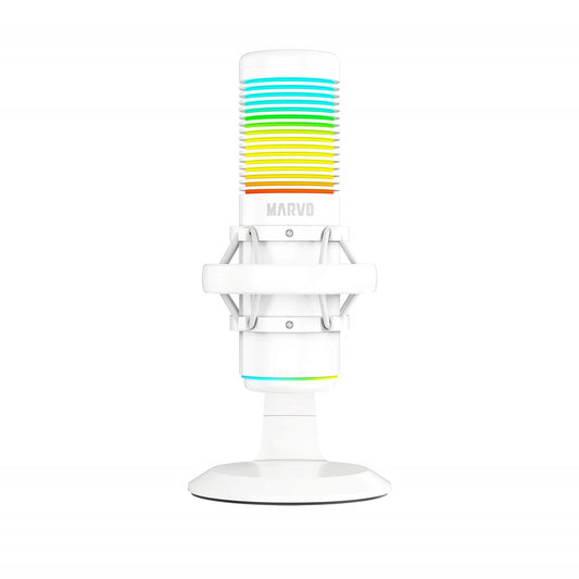 Marvo Scorpion MIC-07 Blast 60 USB RGB Noise Cancelling Wired Gaming Microphone (White) - PC Gear UK