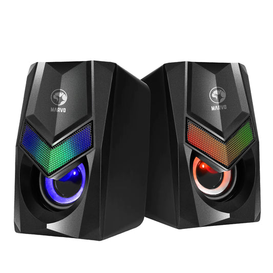 Marvo Scorpion SG-118 Havoc 10 USB Powered Stereo RGB 6W Gaming Speakers (Black) - PC Gear UK