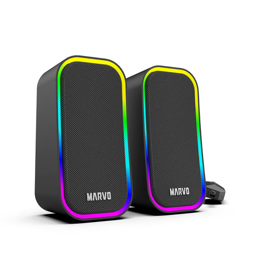Marvo Scorpion SG-285 Havoc 20 USB Powered Stereo RGB 6W Gaming Speakers (Black) - PC Gear UK