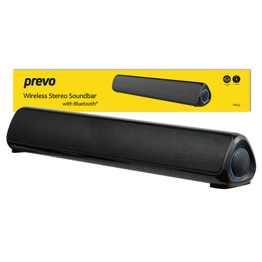 Prevo MS03 Wireless Bluetooth Speaker with Bluetooth, USB & SD, Space-Saving Wireless Speaker for TV, Home Entertainment System, PC, Mobile Device & Gaming Consoles - PC Gear UK