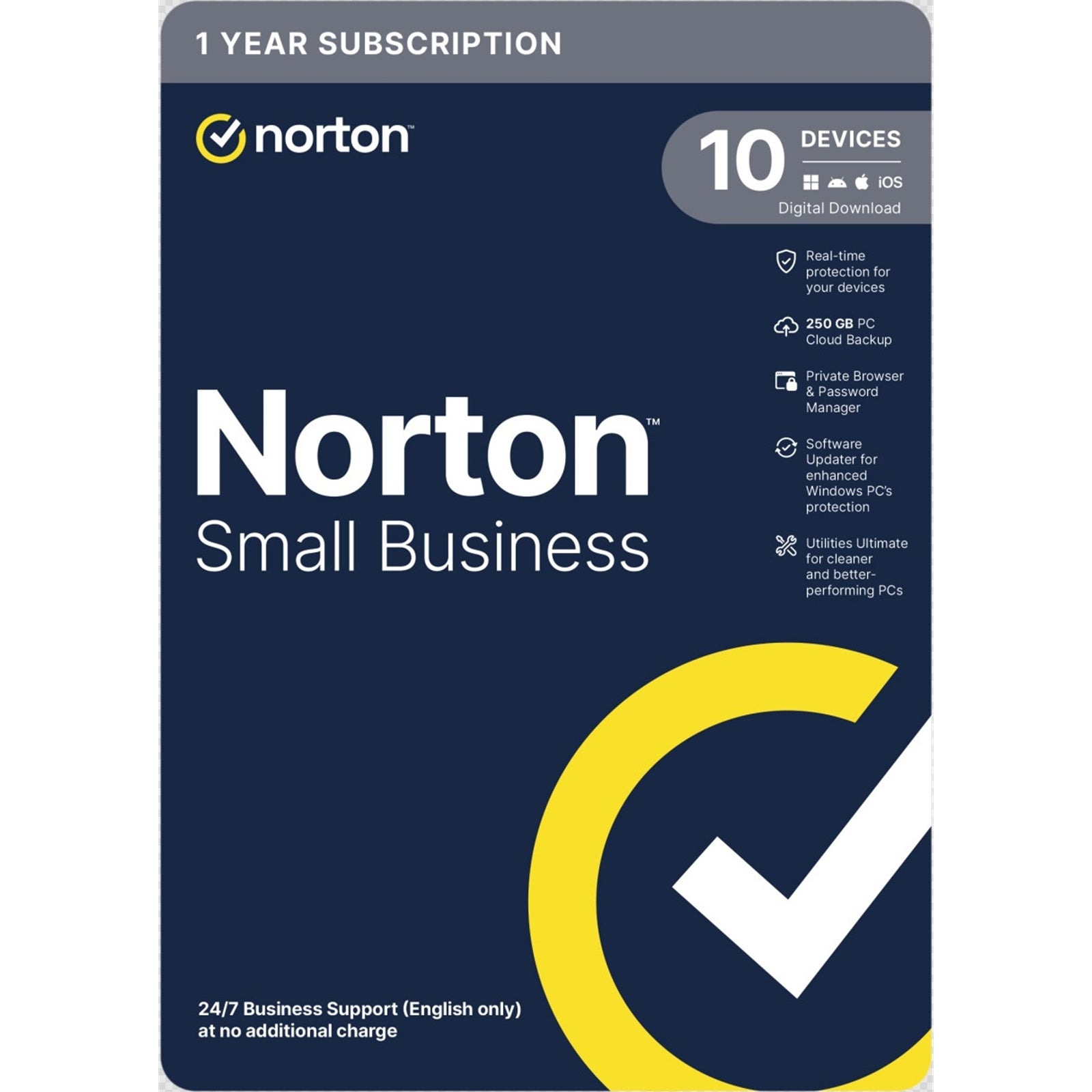 Norton Small Business, Antivirus Software, 10 Devices, 1-year Subscription, Includes 250GB of Cloud Storage, Dark Web Monitoring, Private Browser, 24/7 Business Support, Activation Code by email - ESD - PC Gear UK
