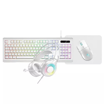 Vida Gamer 4-in-1 RGB Gaming Desk Kit - Keyboard, Mouse, Headset & Mat, White